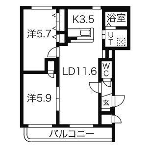 大光10番館(2LDK/2階)の間取り写真