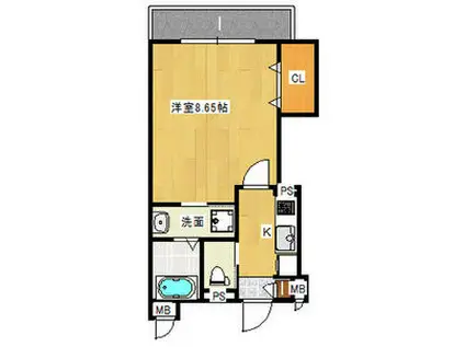 KTIレジデンス河内花園(1K/3階)の間取り写真