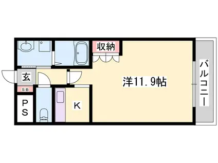 ＪＲ福知山線 相野駅 徒歩157分 2階建 築20年(1K/1階)の間取り写真