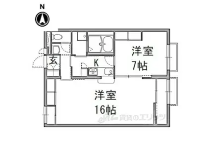 レオパレス城之内2(1LDK/1階)の間取り写真