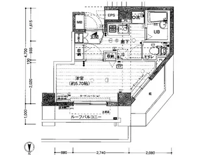 アイディ上野III(1K/8階)の間取り写真