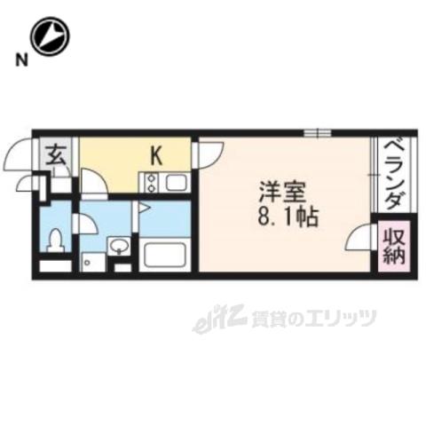 レオネクスト宇多野(1K/1階)の間取り写真