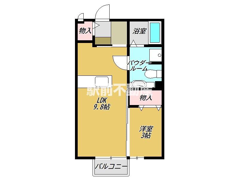 ジェネスONE神園B(1LDK/1階)の間取り写真