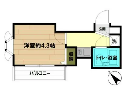 ヴァンハウス横須賀(1K/3階)の間取り写真