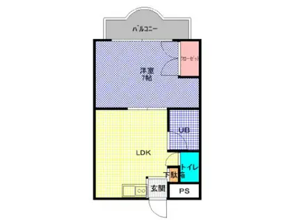 三浜マンション(1DK/2階)の間取り写真