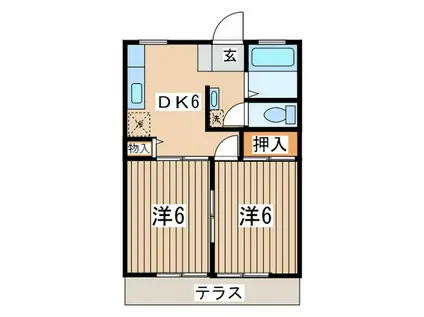 エントピアヤナイA(2DK/1階)の間取り写真