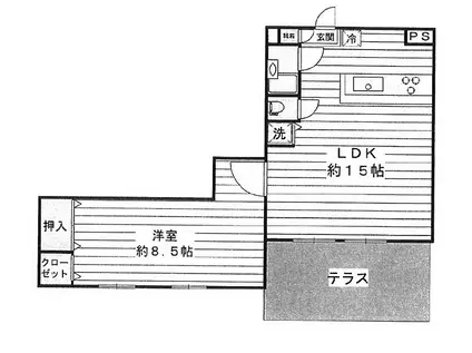 レジダンスアポロン(1LDK/1階)の間取り写真