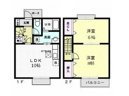 フォアサイト神峰(2LDK/1階)の間取り写真