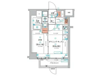 ハーモニーレジデンス東京羽田スカイブリッジ(1DK/1階)の間取り写真