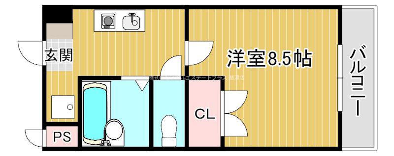 カーサソラッツオ2番館(1K/4階)の間取り写真