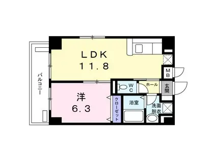 ツリーガーデン松嶋(1LDK/3階)の間取り写真