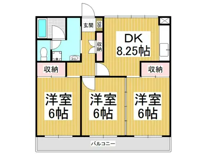 コア伊那北(3DK/3階)の間取り写真