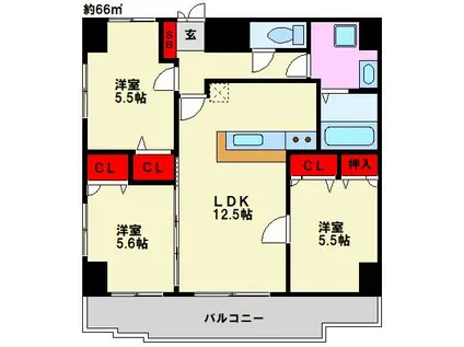 AMBIENTE OHASHI FUKUOKA(3LDK/4階)の間取り写真