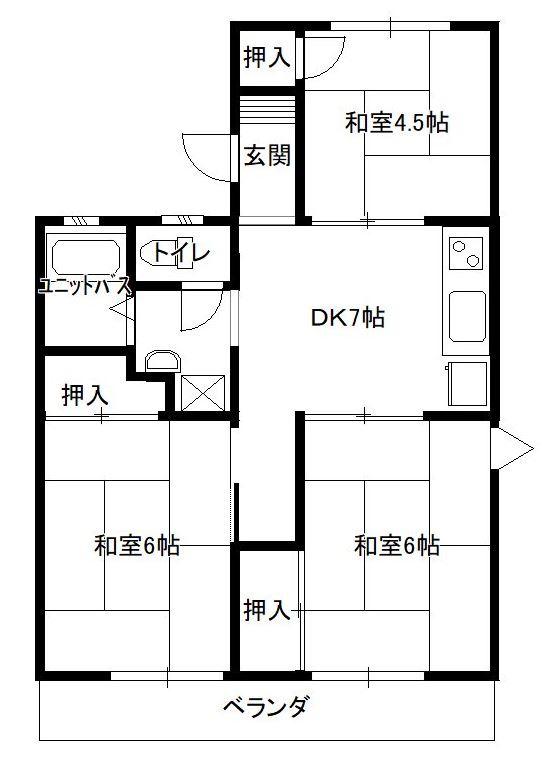 エルホワイト(3DK/2階)の間取り写真