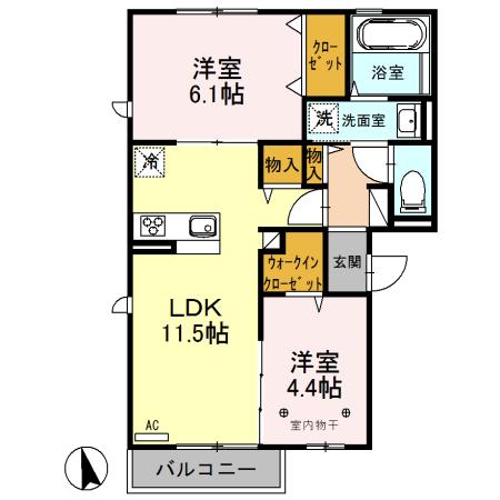 パークハイム(2LDK/2階)の間取り写真