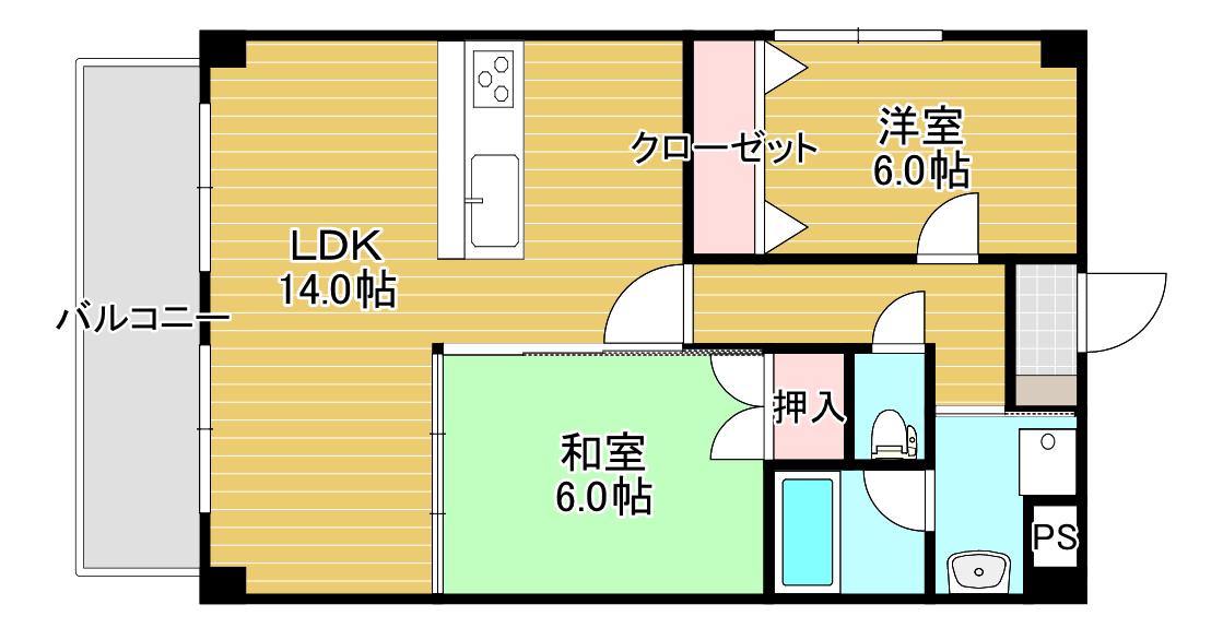 フォレストヴィラ別所町(2LDK/4階)の間取り写真