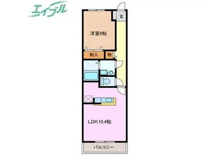 ルクソール新正II(1LDK/2階)の間取り写真
