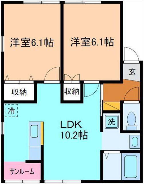 ドミールVI(2LDK/1階)の間取り写真