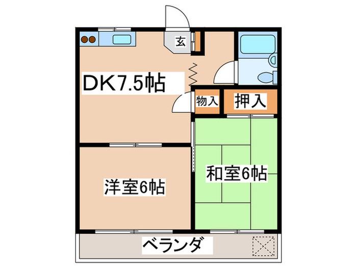 ひさのコーポ(2DK/3階)の間取り写真
