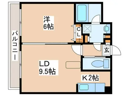 レインボータウン24(1LDK/3階)の間取り写真