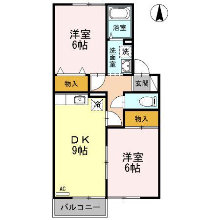 エクレールSYOU B(2DK/2階)の間取り写真