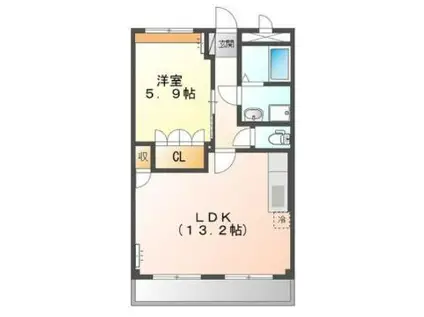 サン・ヴィラージュ(1LDK/2階)の間取り写真