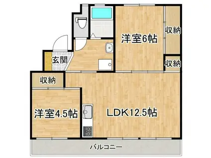 スカイクレスト 1棟(2LDK/3階)の間取り写真