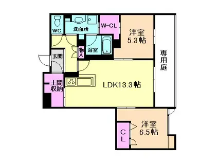 シャーメゾン ケー(2LDK/1階)の間取り写真