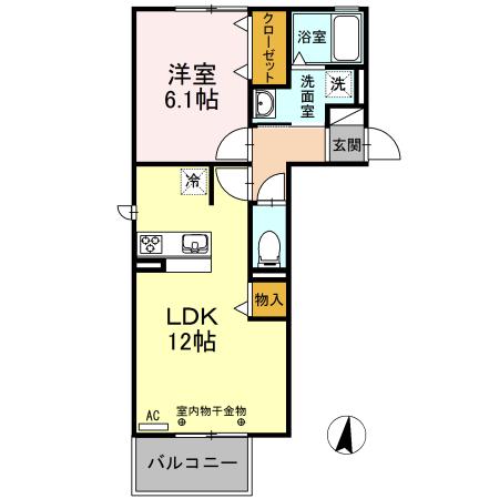 セジュールNAGAMORI(1LDK/2階)の間取り写真