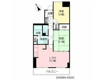 フローラルマンション(2LDK/2階)の間取り写真