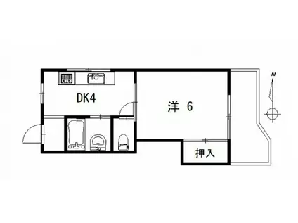 コーポ吉田(1DK/2階)の間取り写真