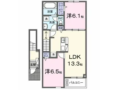 ベル オーブ I(2LDK/2階)の間取り写真