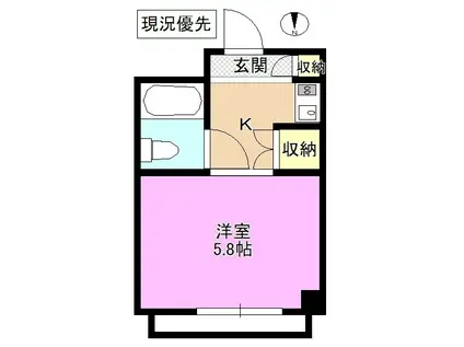 マンシオーネアサール(ワンルーム/3階)の間取り写真