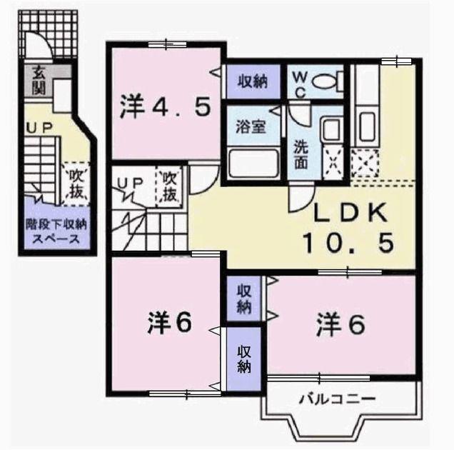 ジュアン壱番館(3LDK/2階)の間取り写真