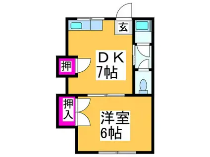 寺田ハイツ(1DK/1階)の間取り写真