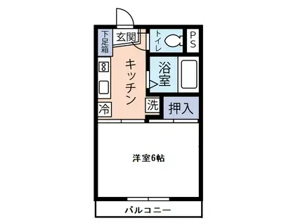 渡利ハイツ(1K/2階)の間取り写真