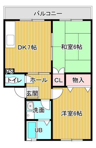 サンシャイン白馬B(2DK/1階)の間取り写真