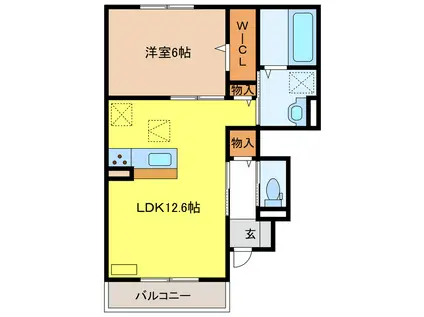 シャトーアサヒVII(1LDK/1階)の間取り写真