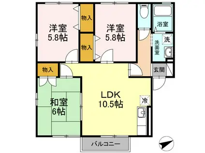 セジュール島田C棟(3LDK/1階)の間取り写真