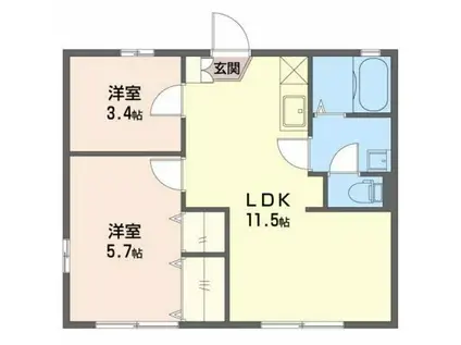 ルミエールタムラ(2LDK/1階)の間取り写真