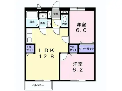 さくらんぼハイツ(2LDK/2階)の間取り写真
