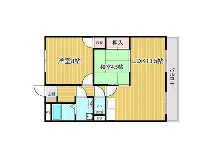 メゾンボヌール(2LDK/1階)の間取り写真