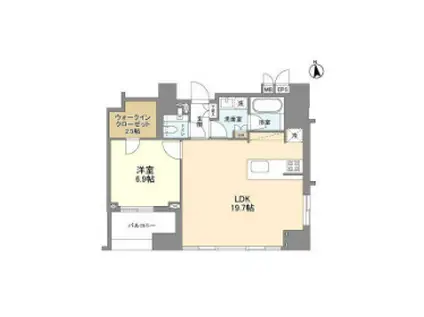 LASANTE麻布十番 ラサンテ麻布十番(1LDK/16階)の間取り写真