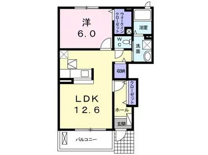 パルメゾン 弐番館(1LDK/1階)の間取り写真