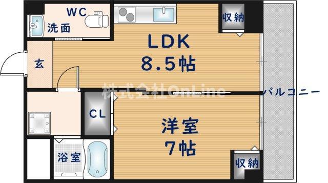 新栄プロパティー東大阪I(1LDK/2階)の間取り写真