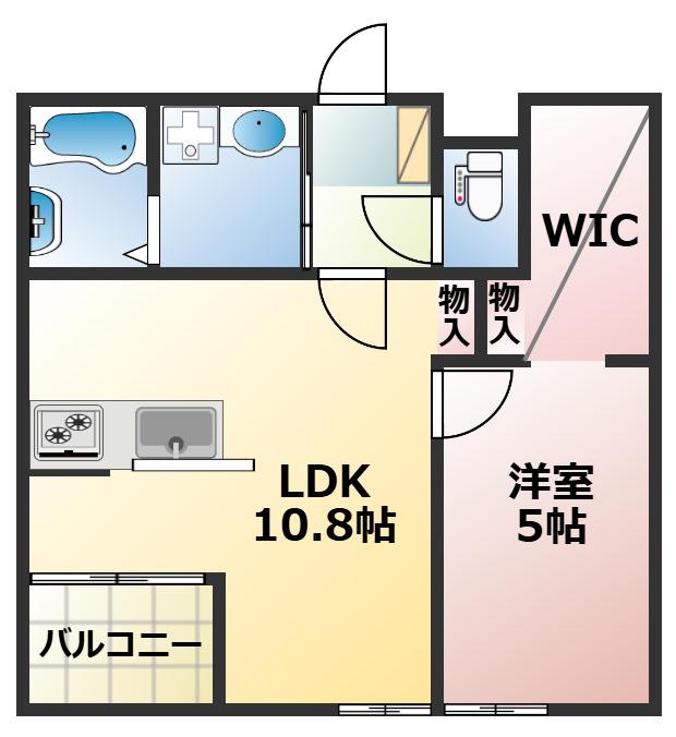 ネオステージ龍田(1LDK/1階)の間取り写真