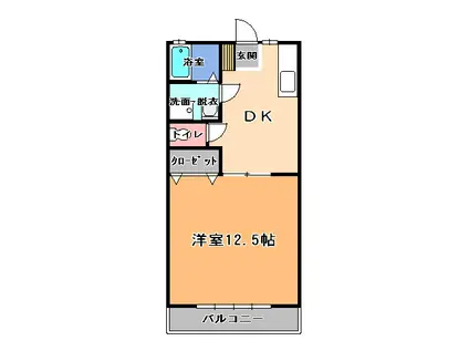 アップリバー今泉(1DK/2階)の間取り写真