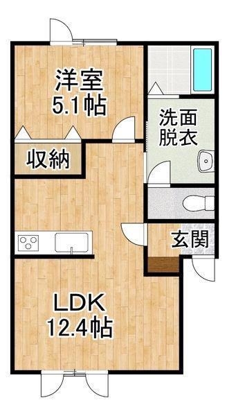 LIFE・IV(1LDK/2階)の間取り写真