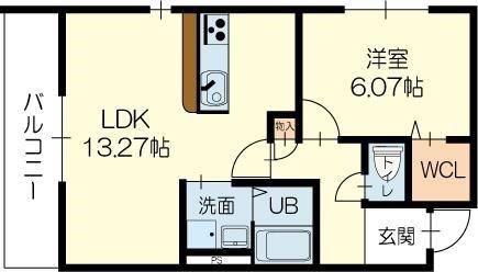 エレアージュ姫路駅南(1LDK/3階)の間取り写真