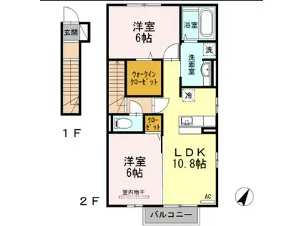CASA FELICE(2LDK/2階)の間取り写真